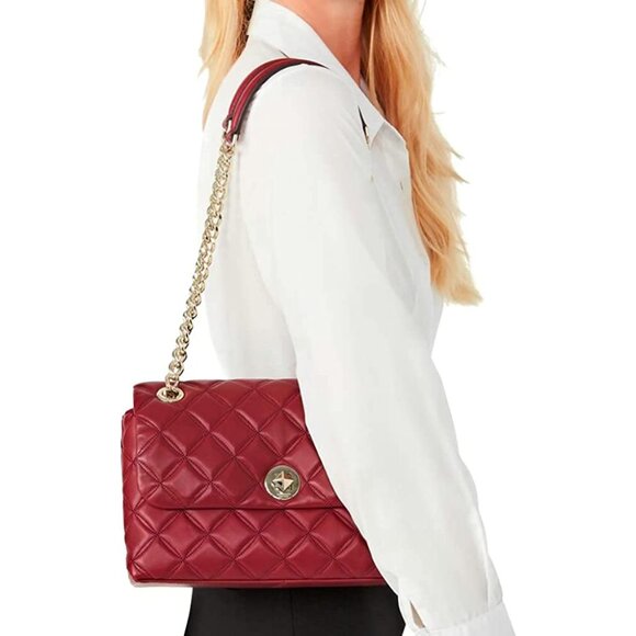 NWT KATE SPADE Natalia Flap Bag Quilted Leather Chain Turn Lock "Blackberry" - Picture 7 of 8